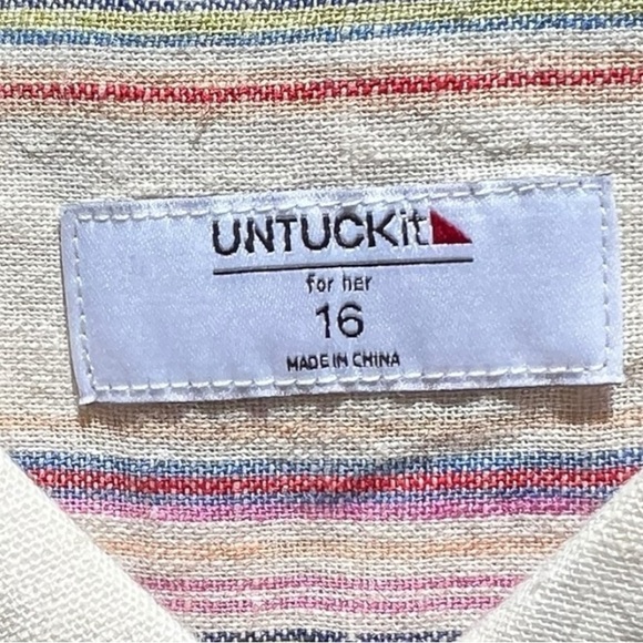 🌻NEW UNTUCKit Linen Blend Tie-Front Issa Shirt Size 16 - Picture 9 of 11